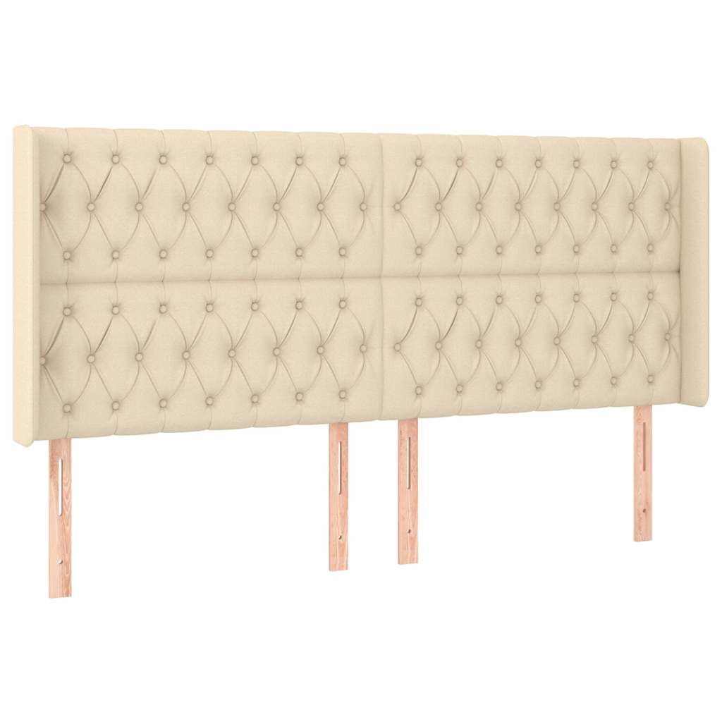 LED Kopfteil Creme 183x16x118/128 cm Stoff