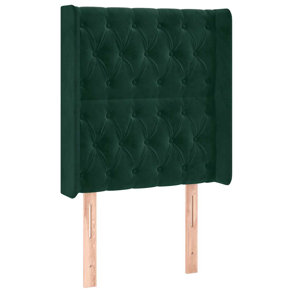 LED Kopfteil Dunkelgrün 83x16x118/128 cm Samt