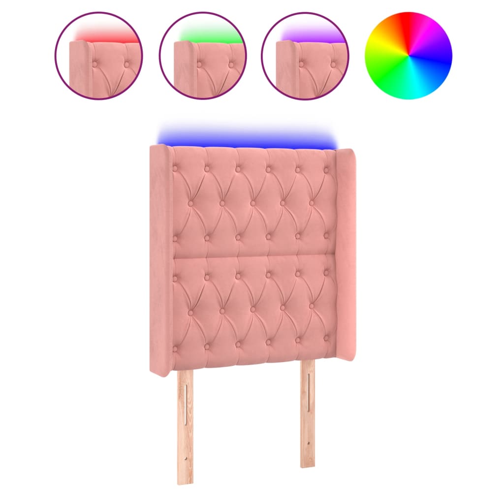 LED Kopfteil Rosa 83x16x118/128 cm Samt