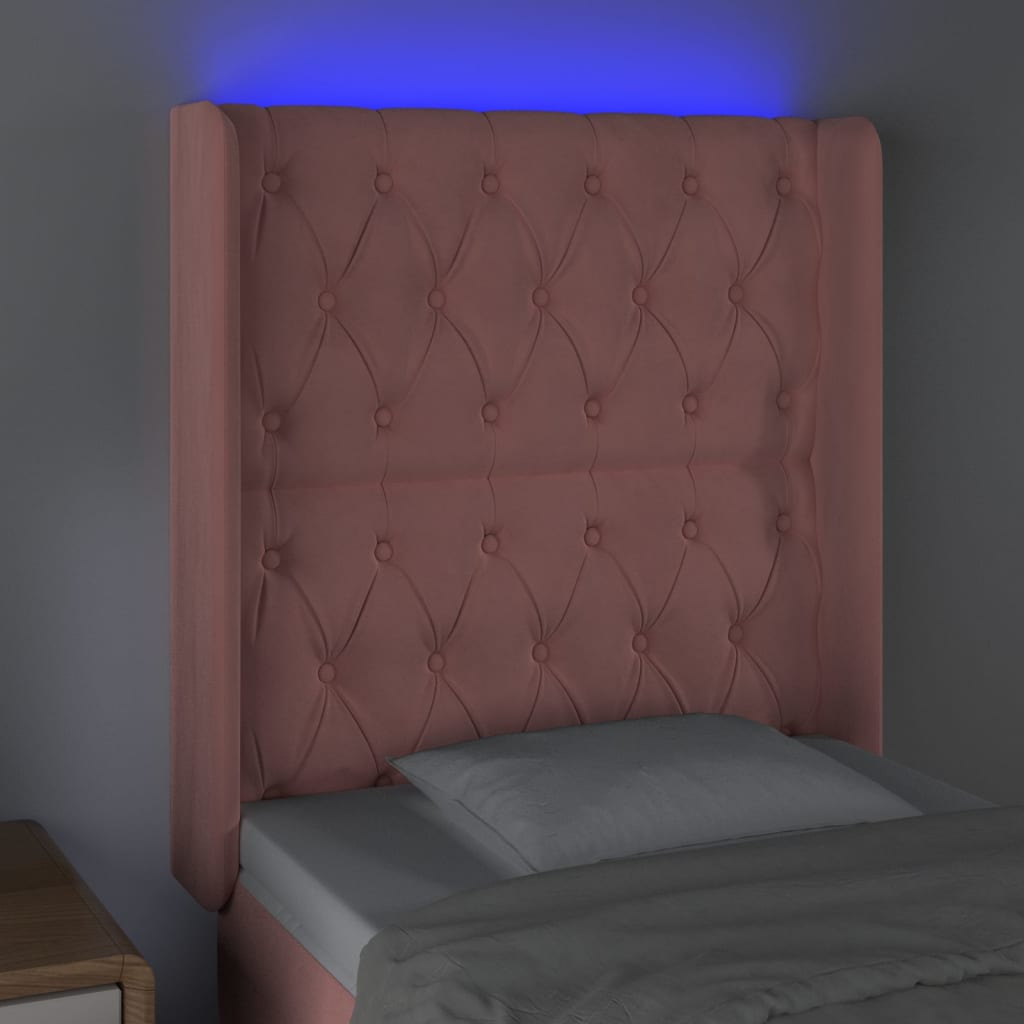 LED Kopfteil Rosa 83x16x118/128 cm Samt