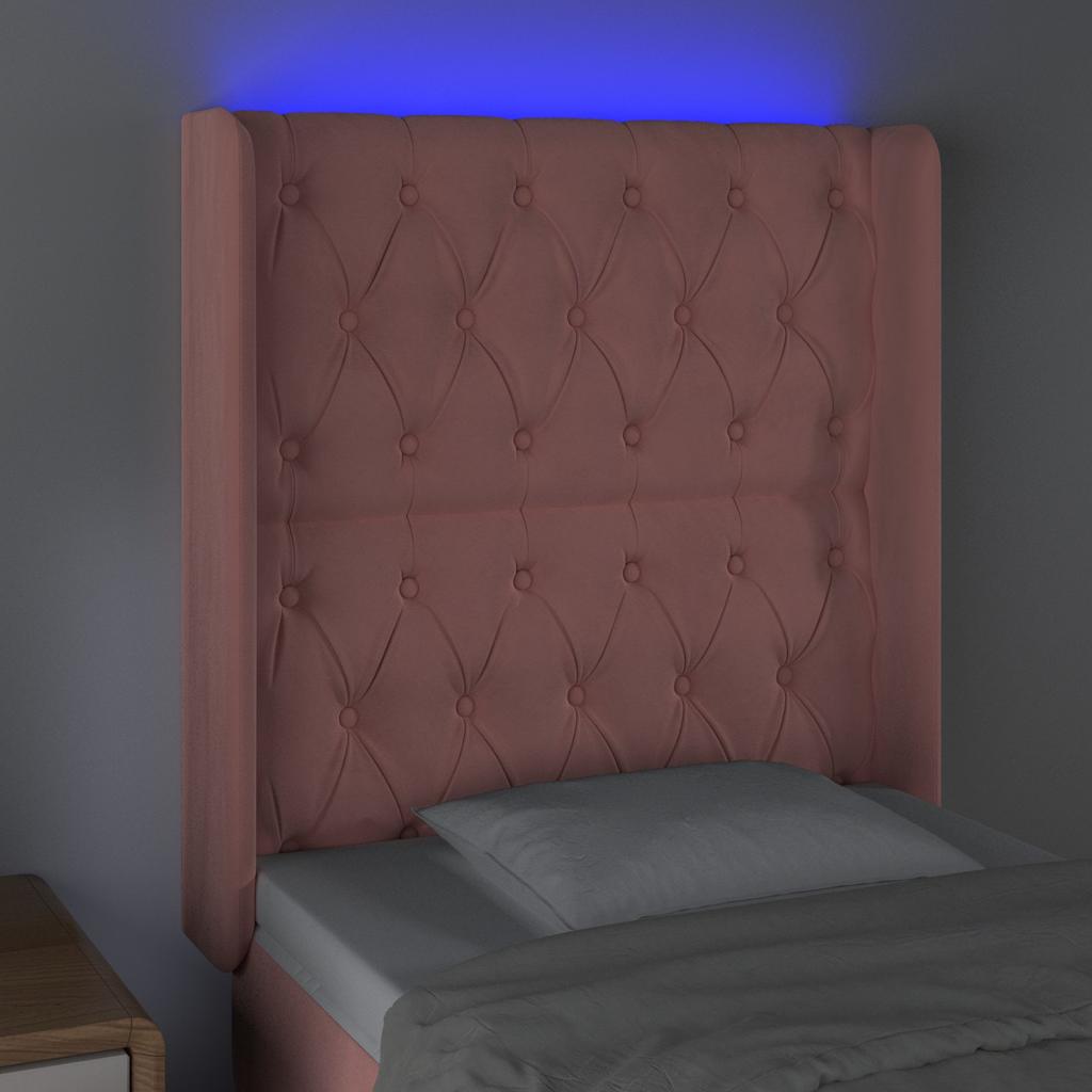 LED Kopfteil Rosa 83x16x118/128 cm Samt