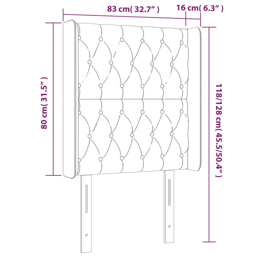 LED Kopfteil Rosa 83x16x118/128 cm Samt