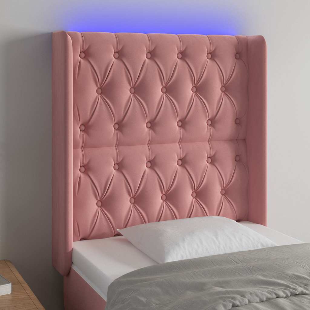 LED Kopfteil Rosa 83x16x118/128 cm Samt