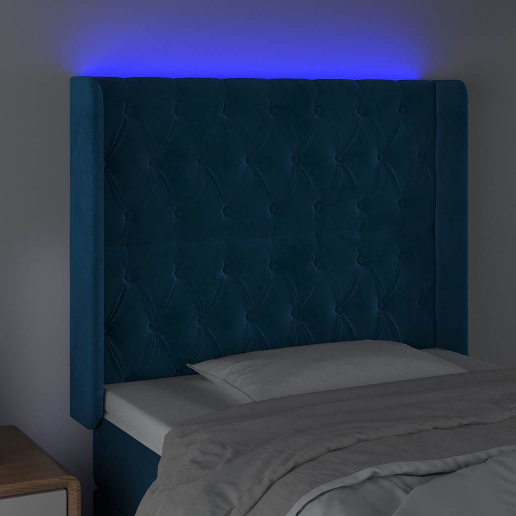 LED Kopfteil Dunkelblau 93x16x118/128 cm Samt