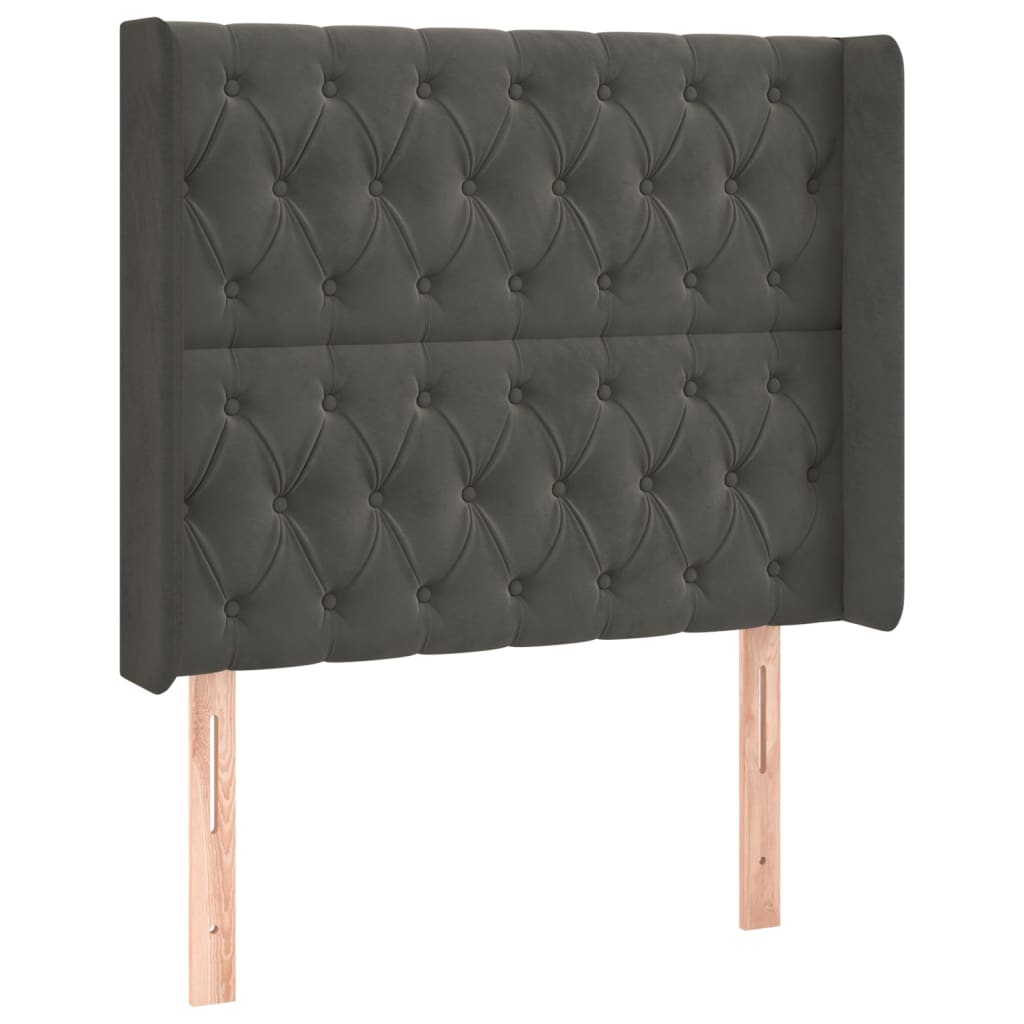 LED Kopfteil Dunkelgrau 103x16x118/128 cm Samt