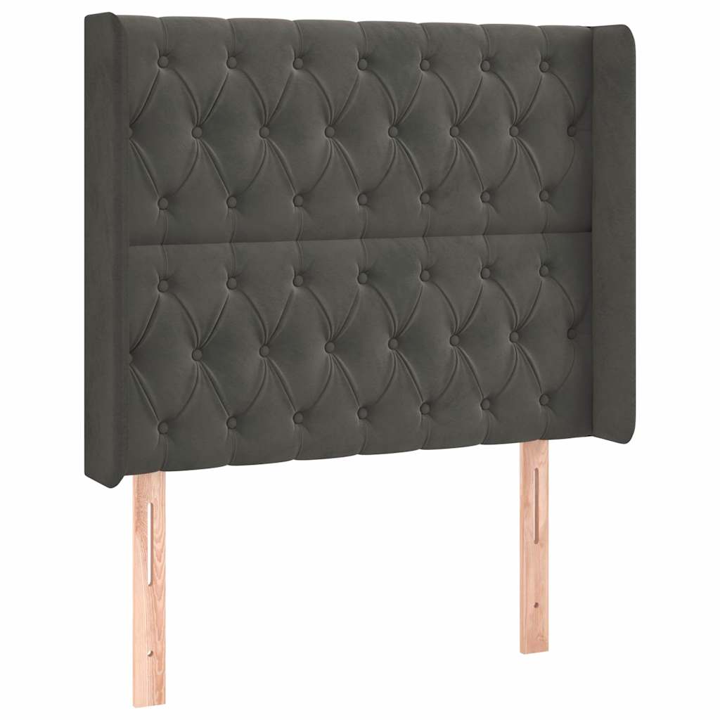 LED Kopfteil Dunkelgrau 103x16x118/128 cm Samt