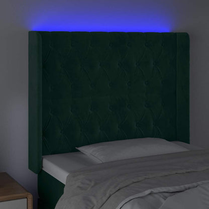 LED Kopfteil Dunkelgrün 103x16x118/128 cm Samt