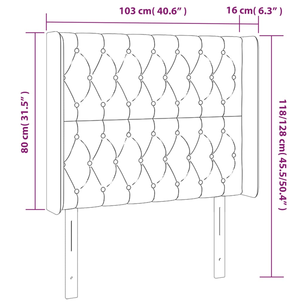 LED Kopfteil Rosa 103x16x118/128 cm Samt