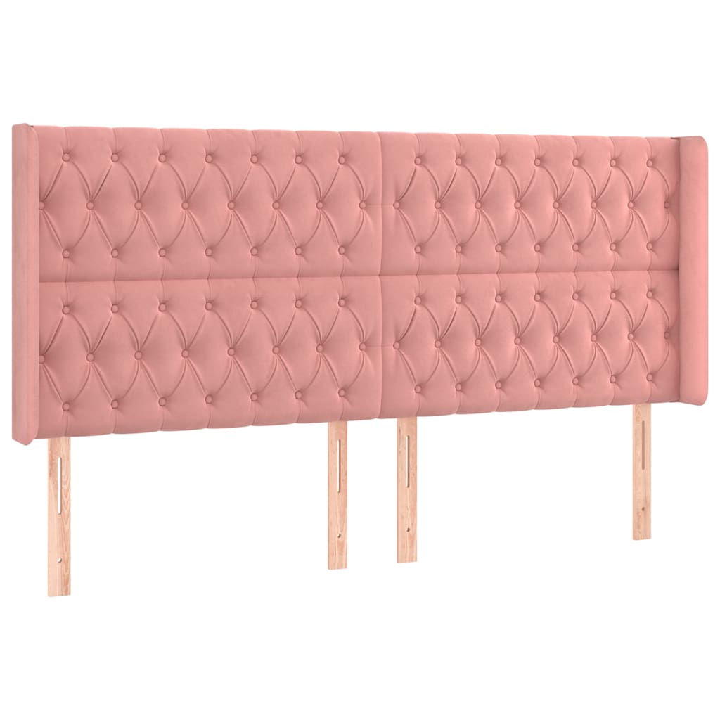 LED Kopfteil Rosa 203x16x118/128 cm Samt