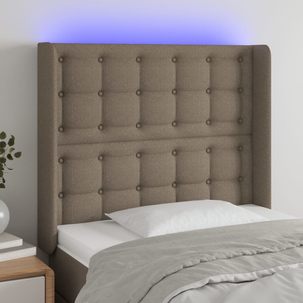 LED Kopfteil Taupe 83x16x118/128 cm Stoff
