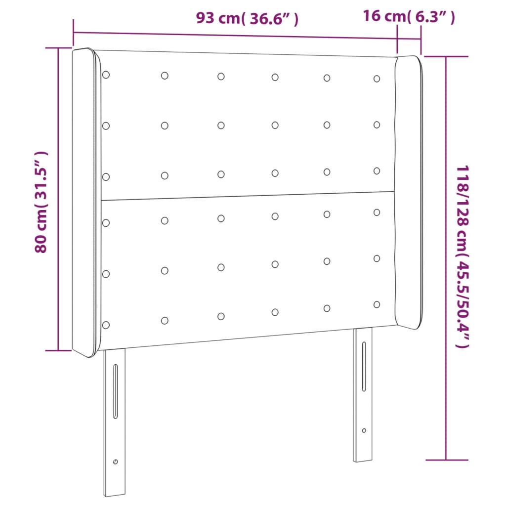 LED Kopfteil Dunkelgrau 93x16x118/128 cm Stoff