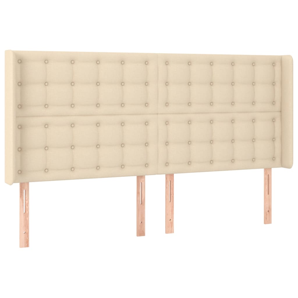 LED Kopfteil Creme 163x16x118/128 cm Stoff