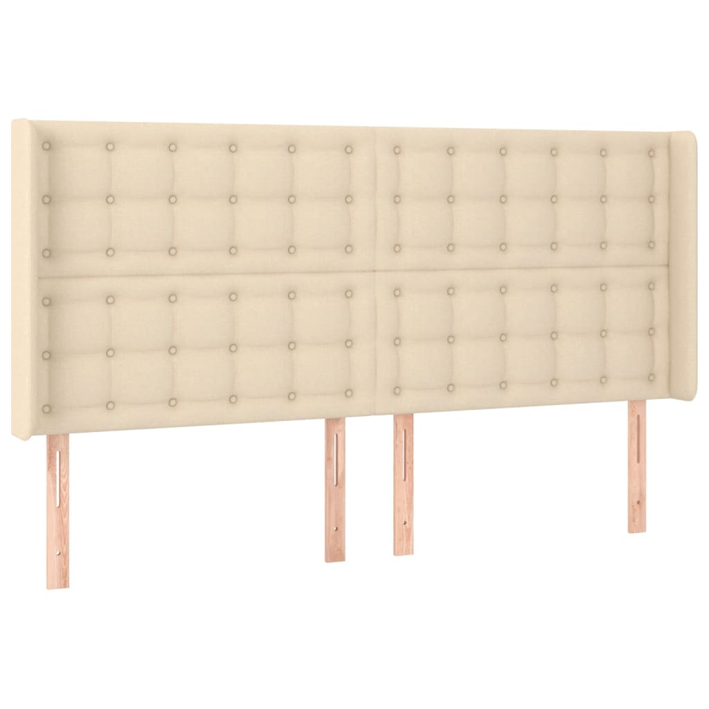 LED Kopfteil Creme 183x16x118/128 cm Stoff