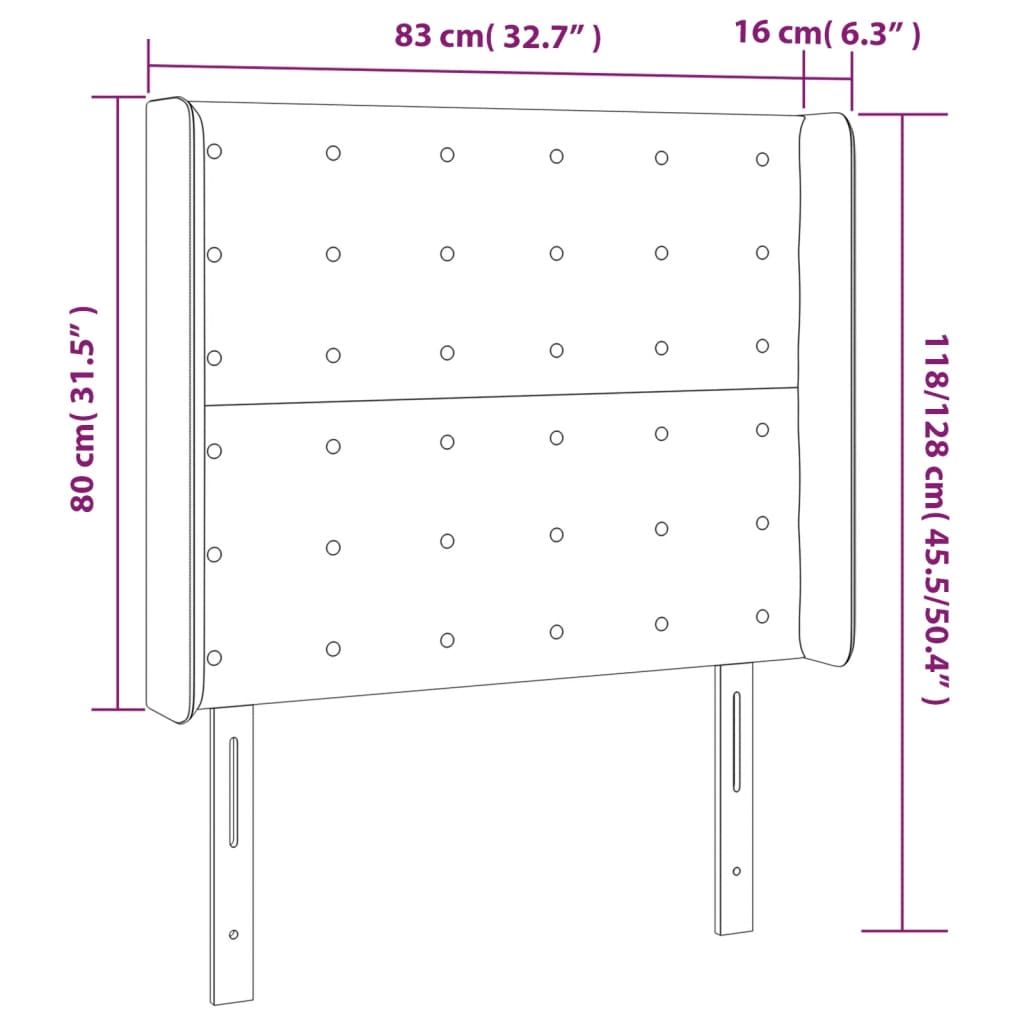 LED Kopfteil Rosa 83x16x118/128 cm Samt