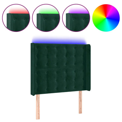 LED Kopfteil Dunkelgrün 93x16x118/128 cm Samt