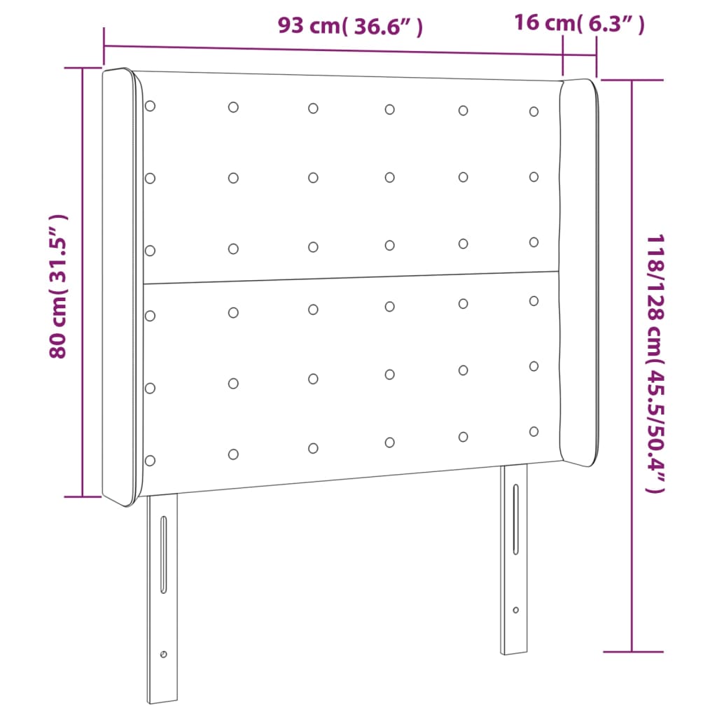 LED Kopfteil Rosa 93x16x118/128 cm Samt