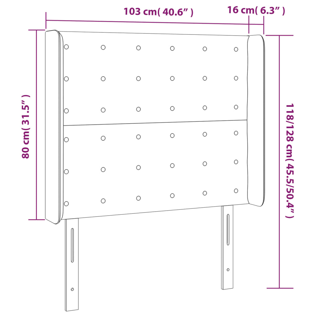 LED Kopfteil Dunkelgrau 103x16x118/128 cm Samt
