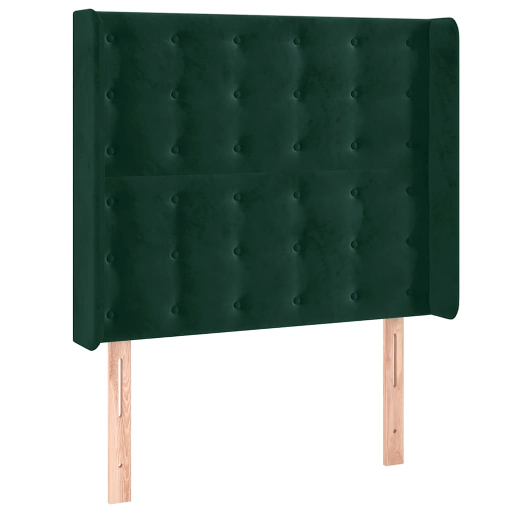 LED Kopfteil Dunkelgrün 103x16x118/128 cm Samt