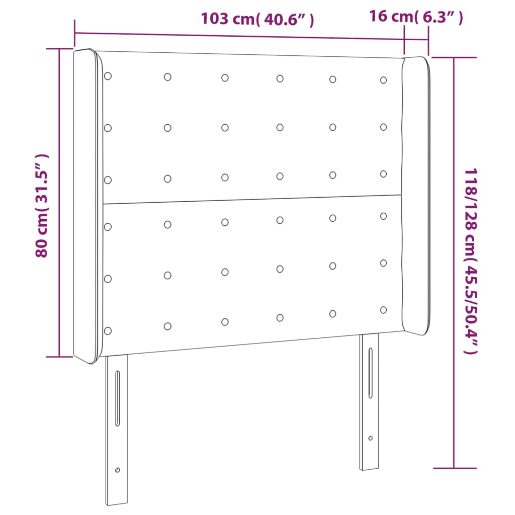 LED Kopfteil Rosa 103x16x118/128 cm Samt