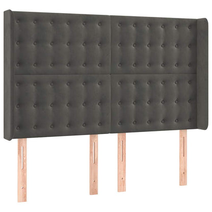 LED Kopfteil Dunkelgrau 147x16x118/128 cm Samt