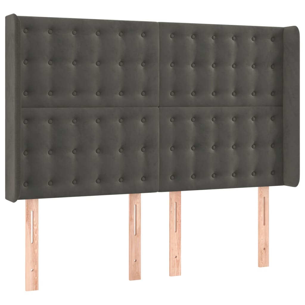 LED Kopfteil Dunkelgrau 147x16x118/128 cm Samt