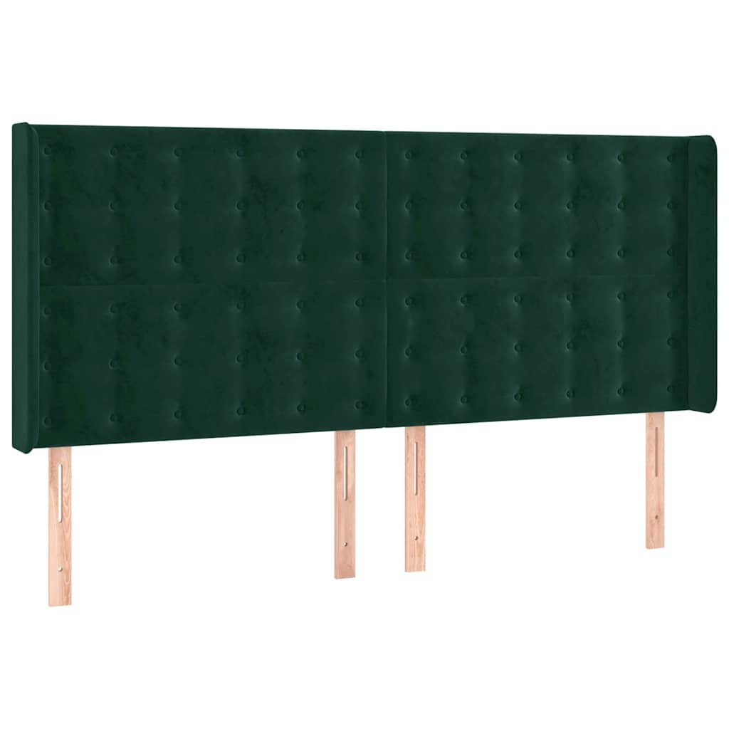 LED Kopfteil Dunkelgrün 183x16x118/128 cm Samt
