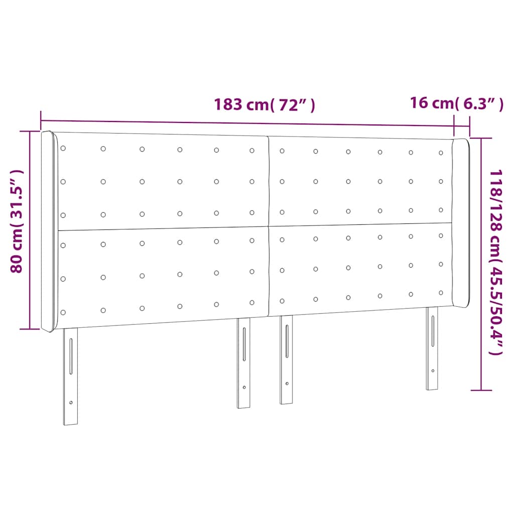 LED Kopfteil Dunkelblau 183x16x118/128 cm Samt