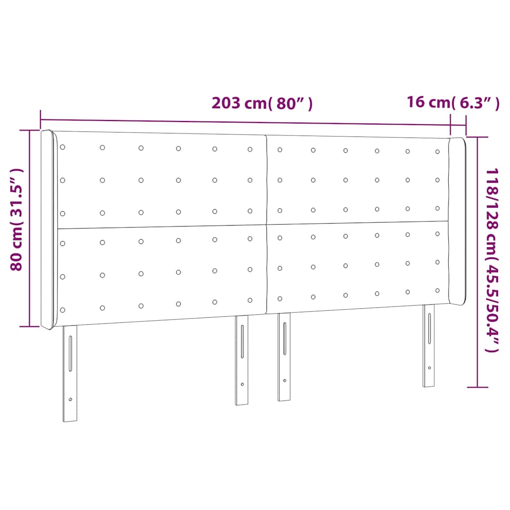 LED Kopfteil Dunkelblau 203x16x118/128 cm Samt