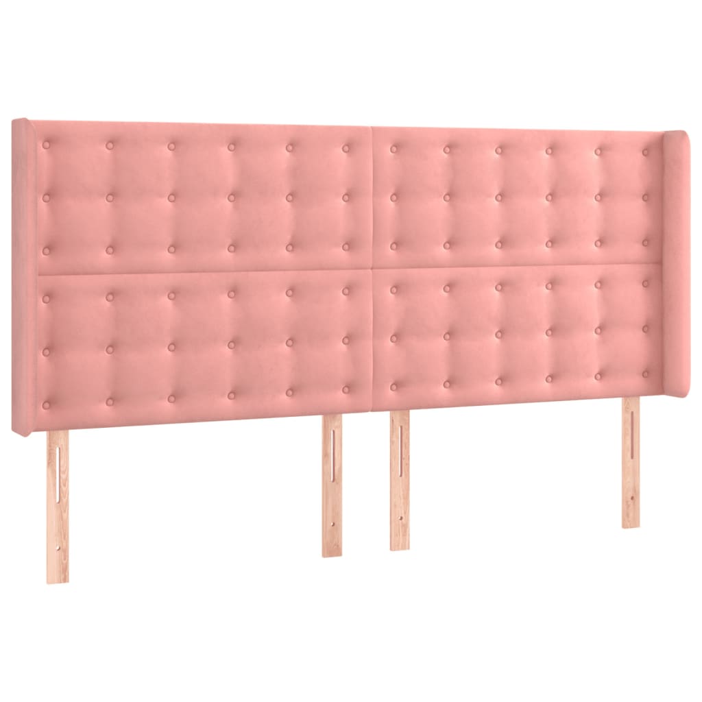 LED Kopfteil Rosa 203x16x118/128 cm Samt