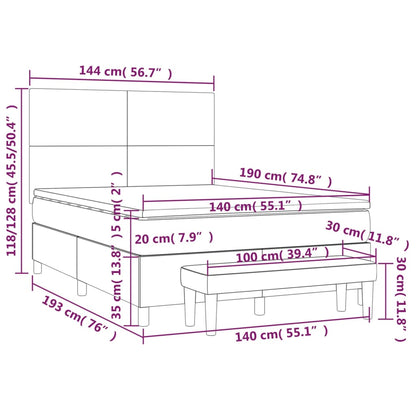 Boxspringbett mit Matratze Taupe 140x190 cm Stoff