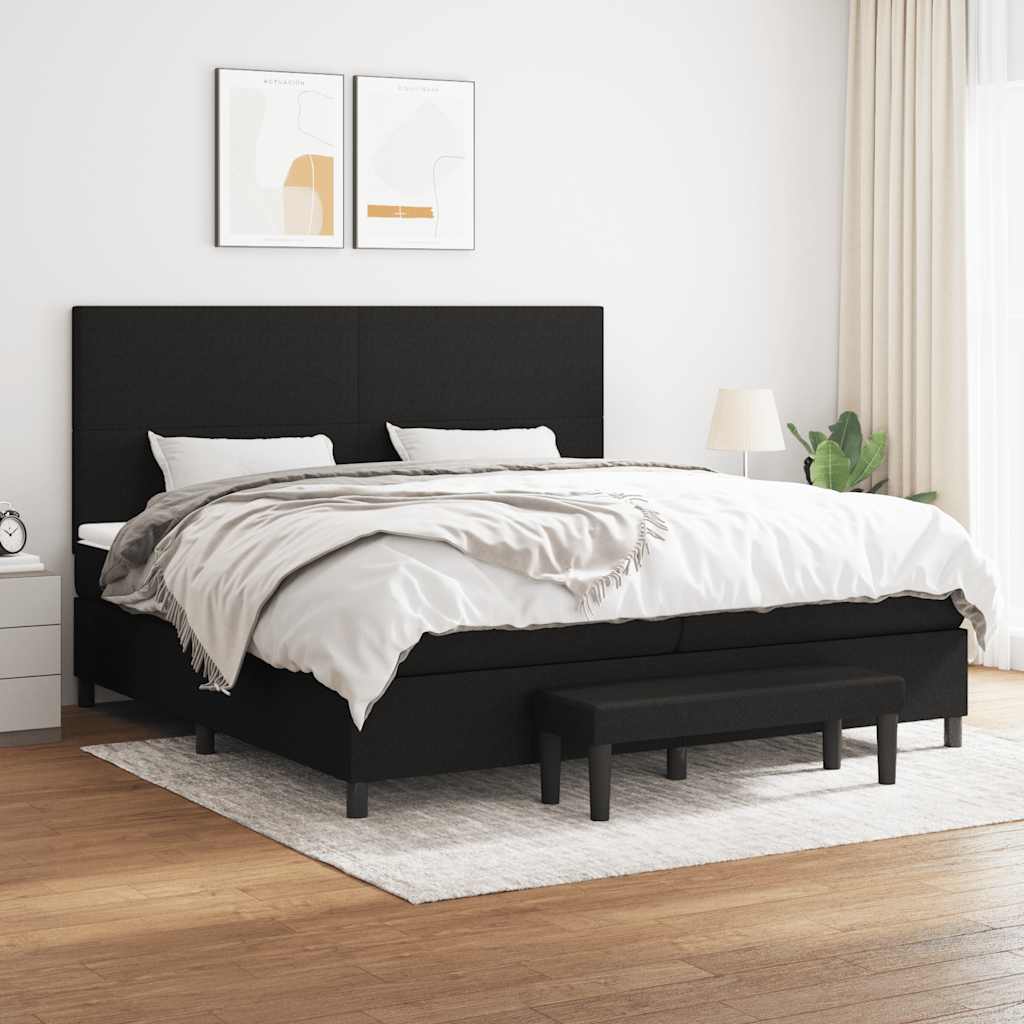 Boxspringbett mit Matratze Schwarz 200x200 cm Stoff