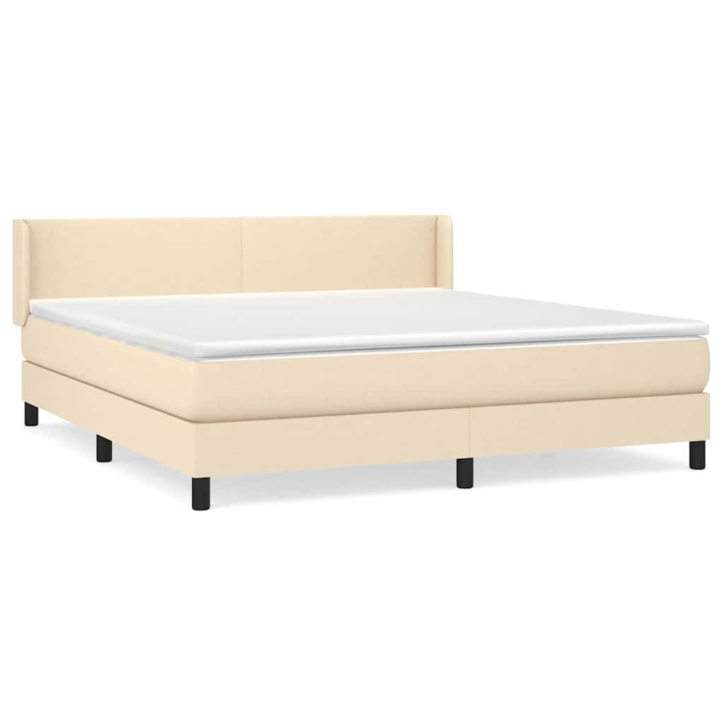 Boxspringbett mit Matratze Creme 160x200 cm Stoff
