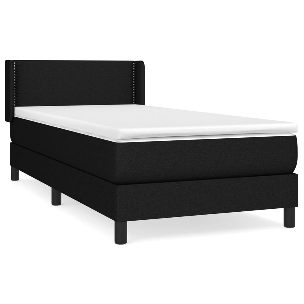 Lit à sommier tapissier avec matelas tissu noir 100x200 cm