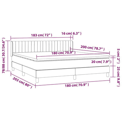 Boxspringbett mit Matratze Schwarz 180x200 cm Stoff