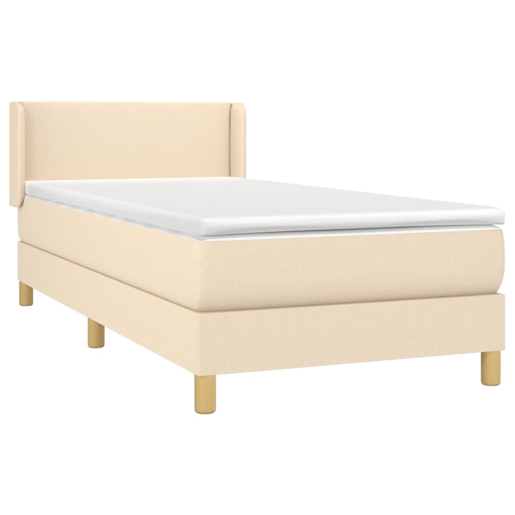 Boxspringbett mit Matratze Creme 90x200 cm Stoff