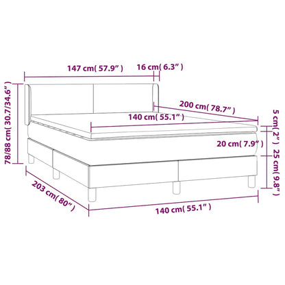 Boxspringbett mit Matratze Schwarz 140x200 cm Stoff