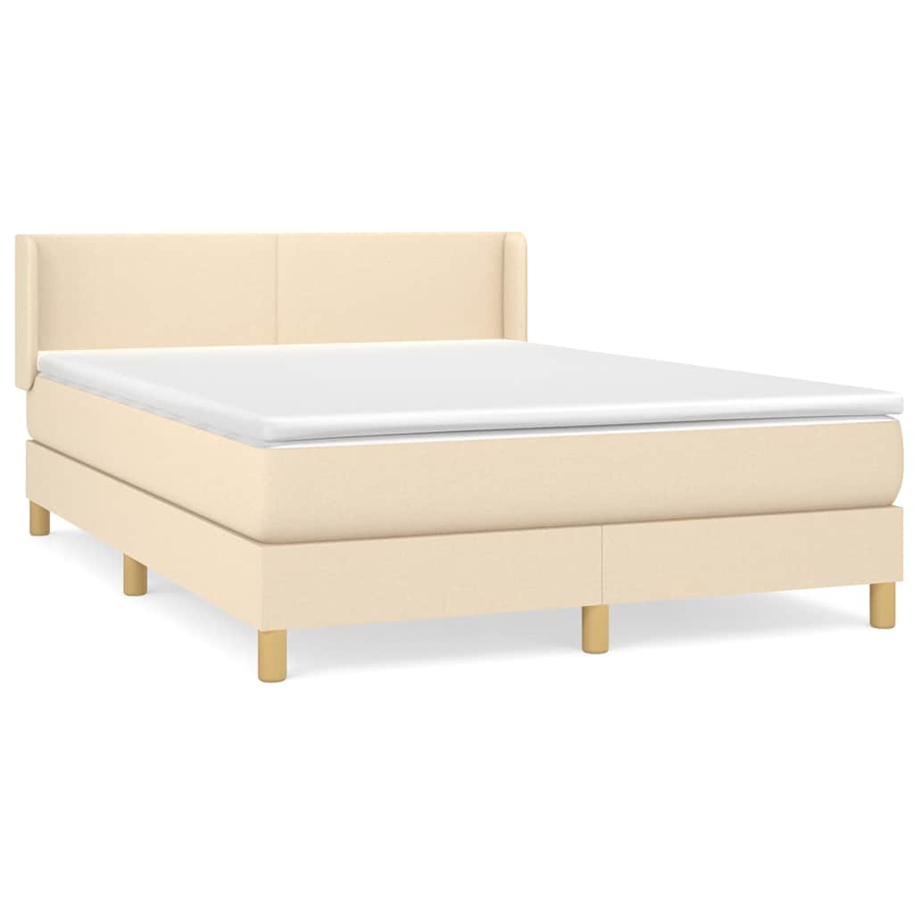 Boxspringbett mit Matratze Creme 140x200 cm Stoff