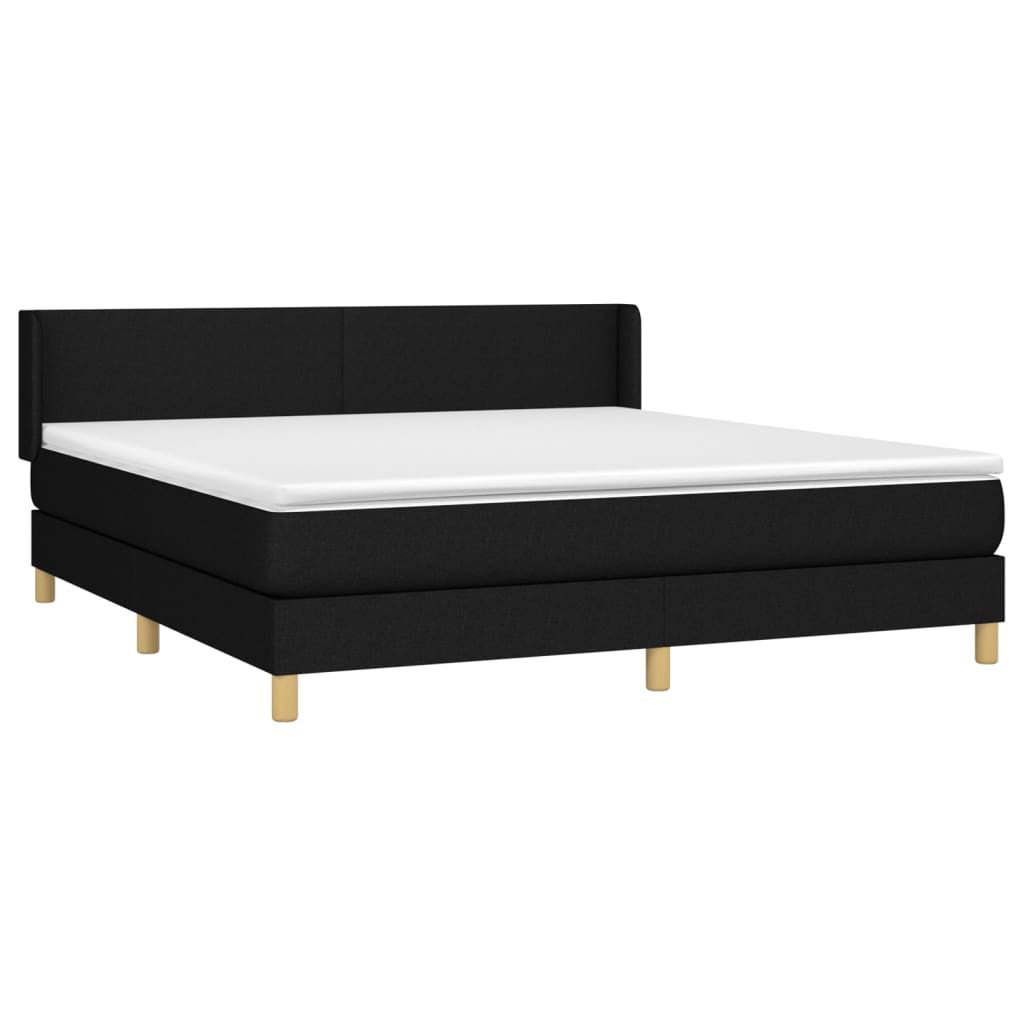 Box spring bed with mattress black 160x200 cm fabric