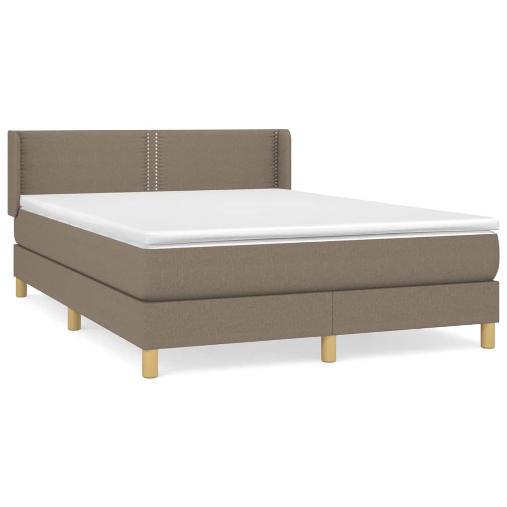 Box spring bed with mattress taupe 140x190 cm fabric
