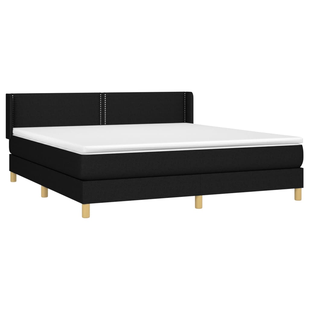 Box spring bed with mattress black 160x200 cm fabric