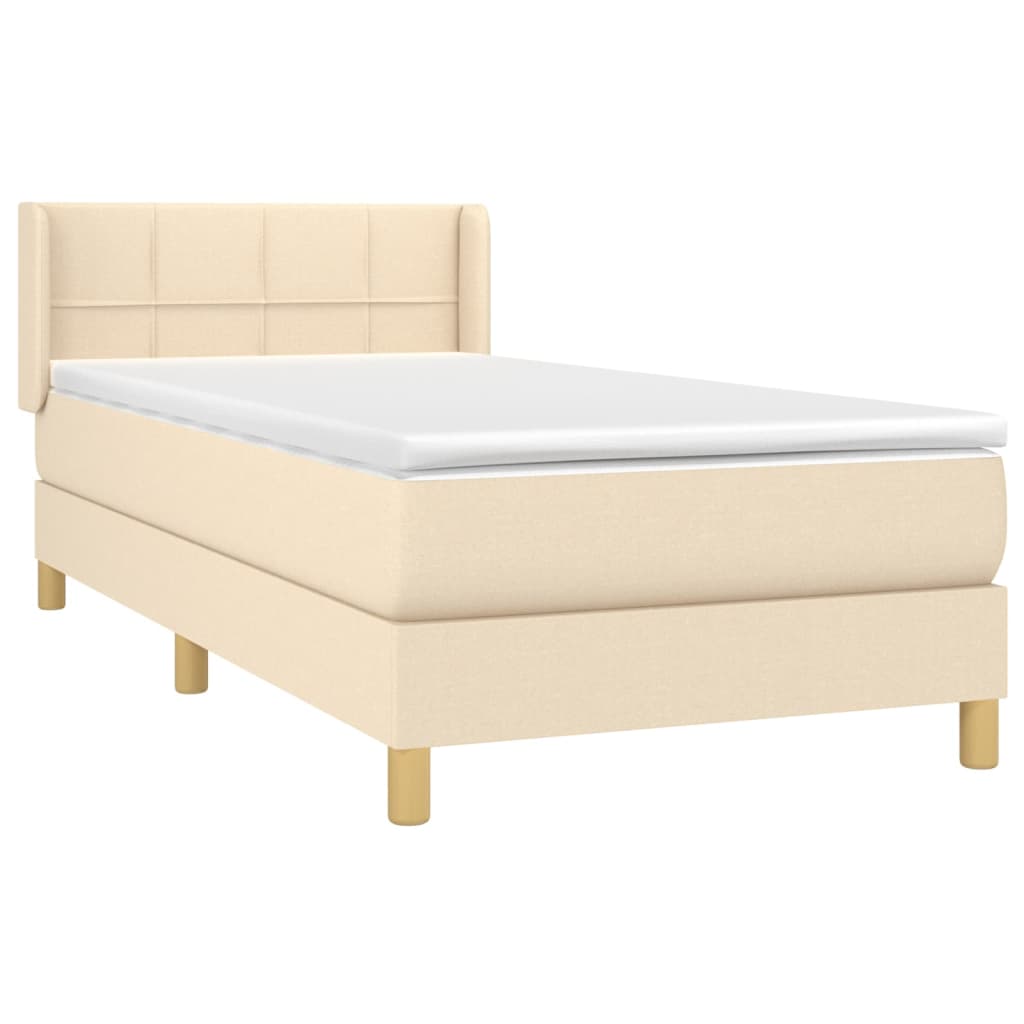 Boxspringbett mit Matratze Creme 90x190 cm Stoff