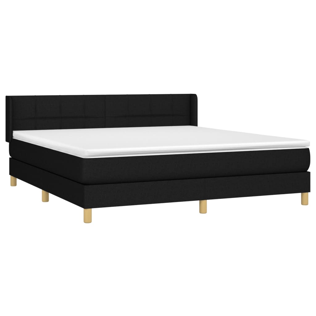 Box spring bed with mattress black 160x200 cm fabric