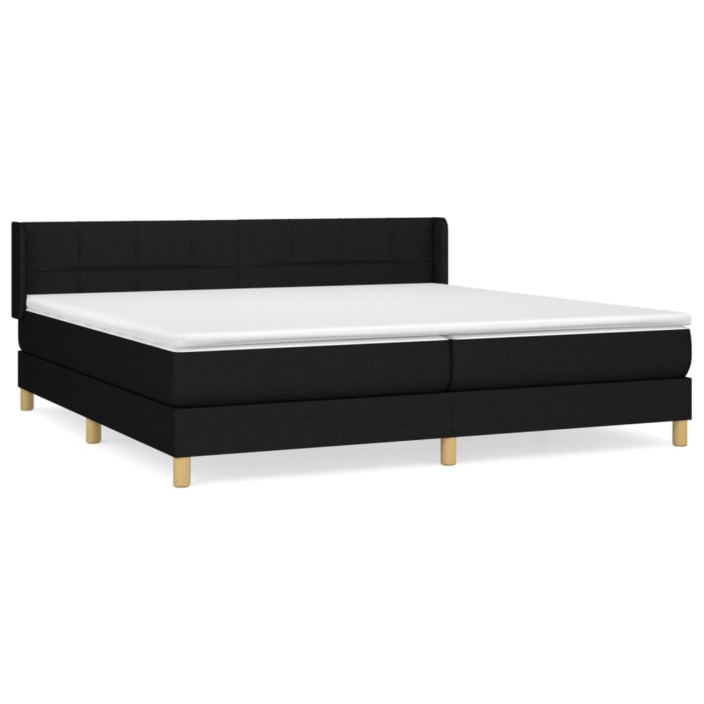 Box spring bed with mattress black 200x200 cm fabric