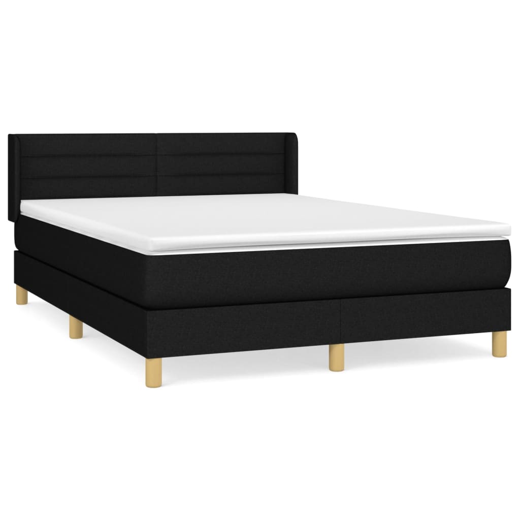 Box spring bed with mattress black 140x190 cm fabric