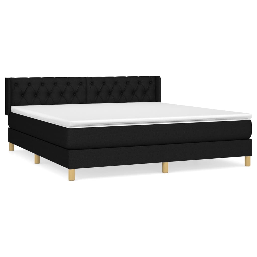 Box spring bed with mattress black 160x200 cm fabric
