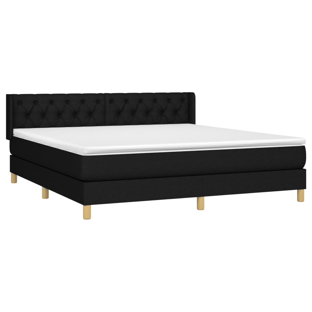 Box spring bed with mattress black 160x200 cm fabric