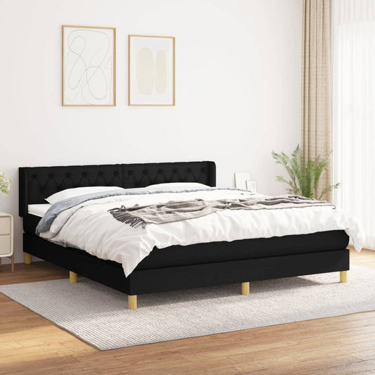 Box spring bed with mattress black 160x200 cm fabric