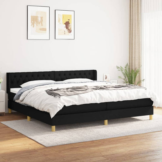 Box spring bed with mattress black 200x200 cm fabric