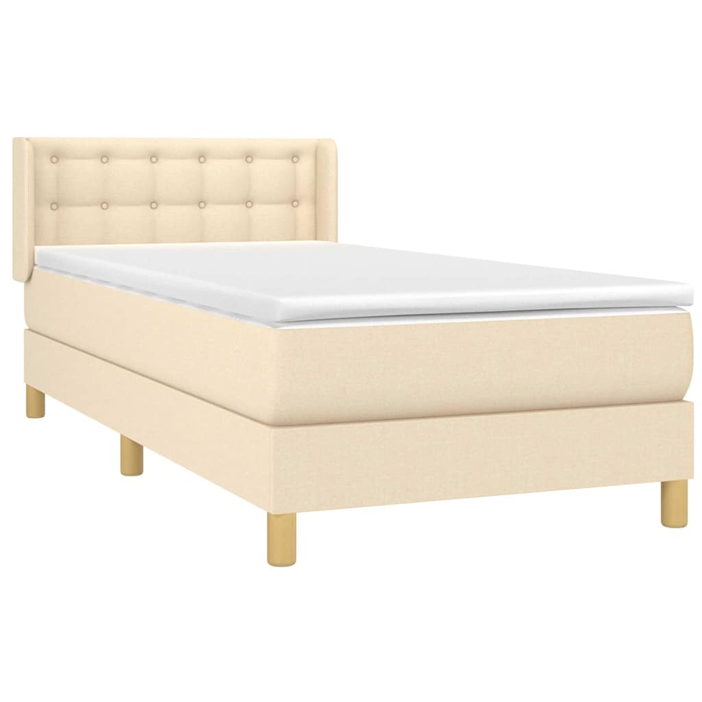 Boxspringbett mit Matratze Creme 90x190 cm Stoff