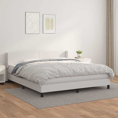Boxspringbett mit Matratze Weiß 180x200 cm Kunstleder